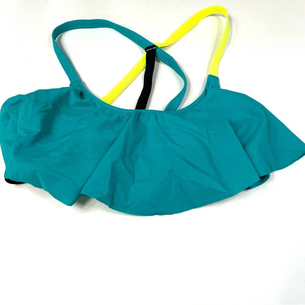 PINK Victorias Secret Small Bikini Top Ruffle Flounce Blue Yellow Black #1809